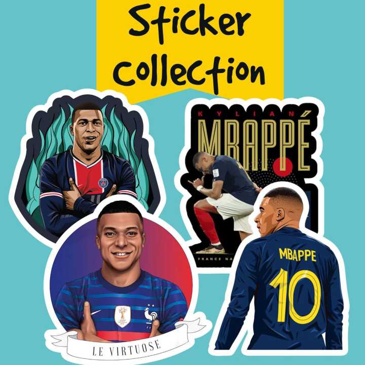 Mbappe Stickers For Luggage, Phone, Car, Case, Fridge, DIY | Set 1 | 4 PIECES |Laptop Stickers |Stickers Collection