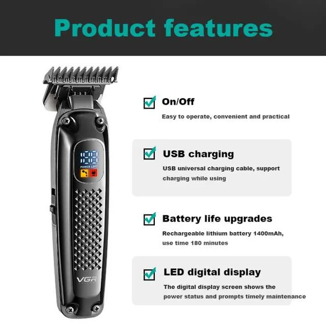 VGR%20V%20972%20Sculpting%20Hair%20Trimmer%20LCD%20Digital%20Display%20Electric%20Rechargeable%20Electric%20Clipper%20-%20Image%208