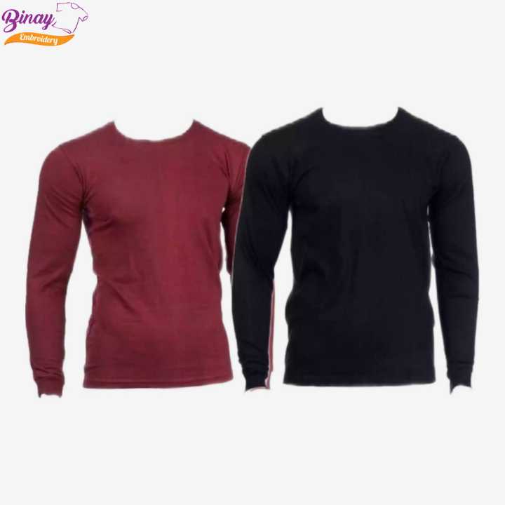 Full Sleeve maroon Blue pcs Combo T-Shirt For Men Women