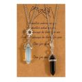 Yuanyan 1 Pair Natural Quartz Crystal Hexagonal Column Heart Pendant Necklaces Moon Couple Necklace Valentine's Day Gift. 