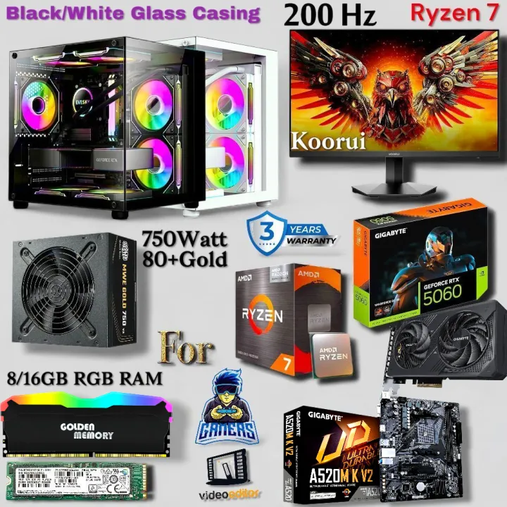 Transparent%20Powerful%20Ryzen%207%205700X%20Pairs%20Gigabyte%20RTX%205060%208GB%20Windforce%20OC%20Graphics/24"%20200Hz%20Monitor/8%20/16GB%20DDR4%20RAM/%20750Watt%2080+Gold%20PSU%20Best%20Performance%20Gaming%20PC%20-%20Image%209