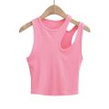【2025 Version】 Crop top cut-out clothing street cut-out ladies tank top camisole neck irregular cut-out fashion hanging top versatile top ladies. 