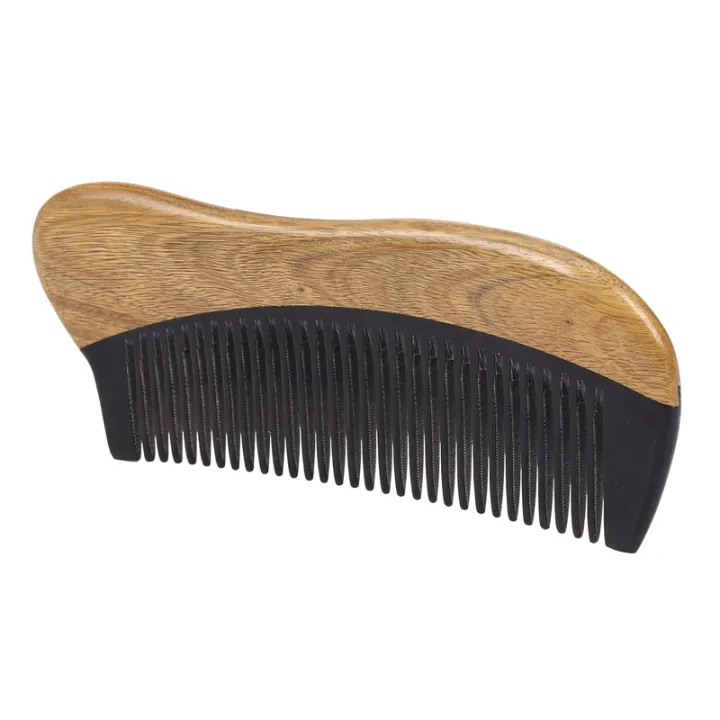 ZOROOM%204X%20Natural%20Green%20Sandalwood%20Hair%20Comb%20-%20No%20Static%20Wooden%20Fine%20Tooth%20Black%20Horn%20Comb%20(Green%20Sandalwood)%20-%20Image%202