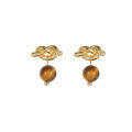Medra style knotted tiger's eye stone stud earrings for women unique niche design sense of high-end earrings for girlfriend fashion earrings. 