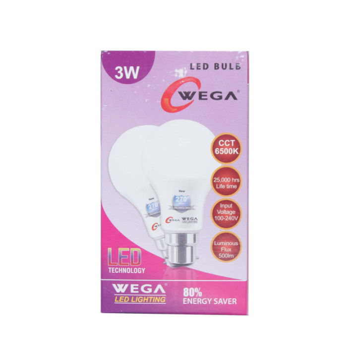 2 Years Warranty 3 Watt Wega Energy Saving Bulb