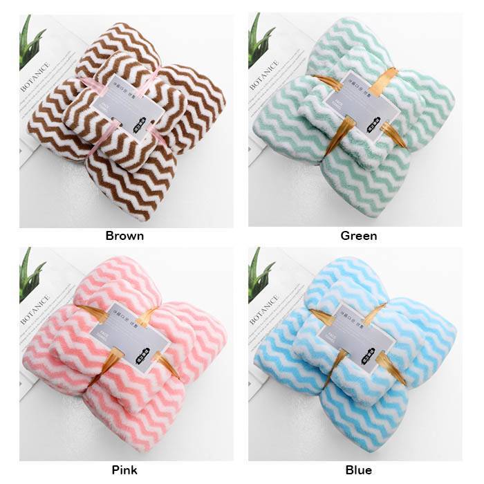 Bath And Face Towel/Coral Fleece Wave Pattern Absorbent Face & Bath Towel Set