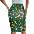 European and American style floral hip skirt over the knee fashion simple skirt new straight tube long slim A- line skirt. 
