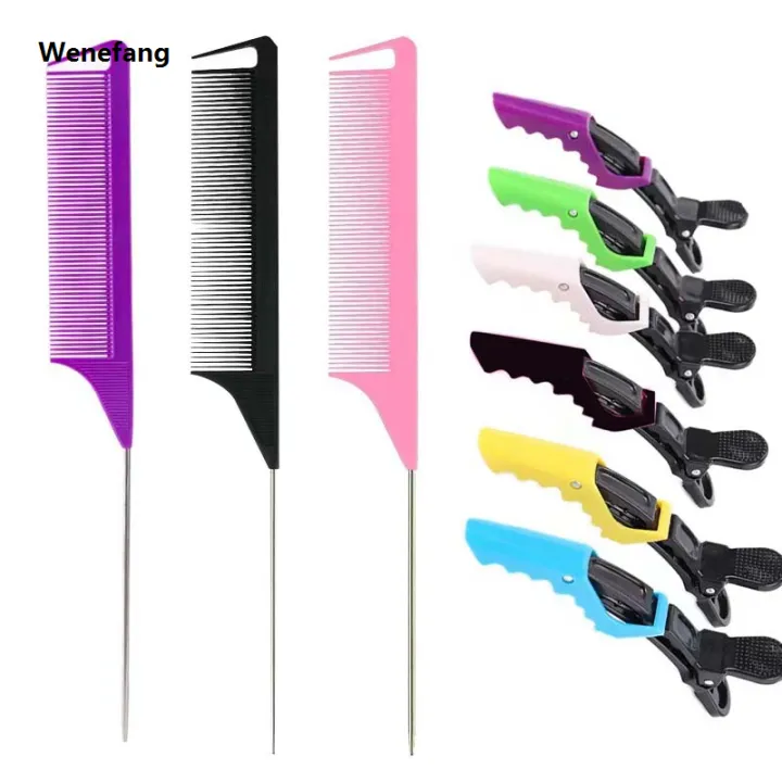 Wenefang%209PCS%20Alligator%20Clips%20and%20Steel%20Pins%20Pointed%20Tail%20Picking%20Comb%20Sales%20promotion%20Heat-resistant%20Anti-static%20Supplies%20Professional%20Hairdressing%20-%20Image%207