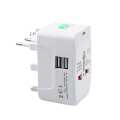 All In One Universal 2 USB Port Plug Travel Adapter-White. 
