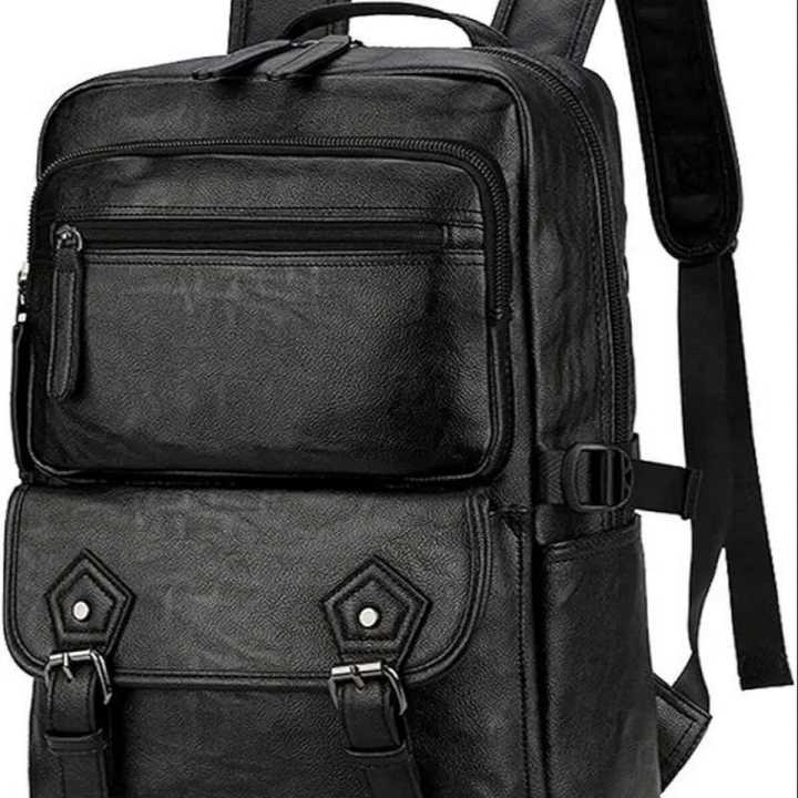 Pu Leather Shiny Quality zipper Bag Leather Smart Laptop and Casual Backpack-Look Smart With This Backpack