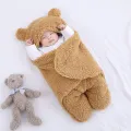 Newborn Baby Hooded Blanket Sleeping Bag Sack Swaddle Infant Winter Warm Fleece Receiving Blanket with Legs Knit Stroller Wrap. 
