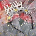 Glittering 2022 Headbands Star Hair Hoop Christmas Decoration Photo Booth Props Happy New Year Eve Supplies. 