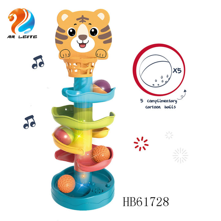 Children's Fun Track Slide Ball Tower Shooting Stacks of High Baby Puzzle Rolling Baby Toys