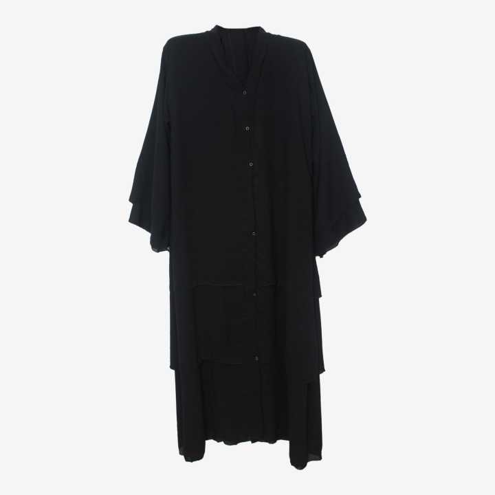 Black Color Stylish Long 3=Layer Abaya Design For Women