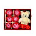 6 Red Roses Soap Flower Gift Box with 1 Teddy Bear Surprise Box for Your Valentine/Girlfriend/Boyfriend/Wife/Husband. 
