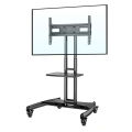 Portable TV Cart Height Adjustable - 32 to 75 Inch Mobile TV Stand with Webcam Shelf/Wheels, Floor Trolley for School/Office. 