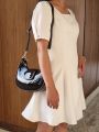 Ampersand Women’s Glossy PU Leather Saddle Bag with Dual Straps & Zipper Closure – Style 7702 bag for women. 