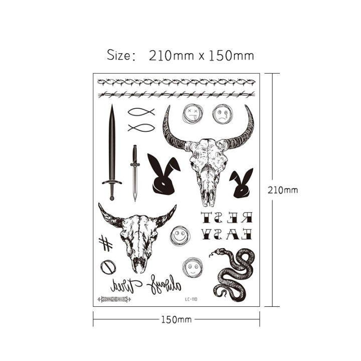 Big%20Size%20Malone%20Tattoo%20Bull%20Head%20Face%20Sticker%20Men%20Neck%20Hand%20Back%20Cool%20Body%20Art%20Temporary%20Tattoo%20Letter%20Tatoo%2021x15cm%20-%20Image%206