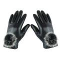 Women's Touchscreen Leather Winter Gloves with Faux Fur Pom-Pom – Warm & Stylish Touchscreen Gloves!. 