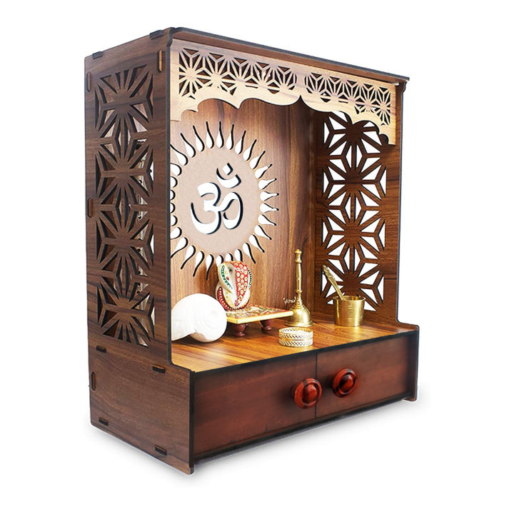 Ressence Enterprises Wooden Pooja Stand Designer Mandir for Home Office Brown Temple - Wooden Temple Frame |