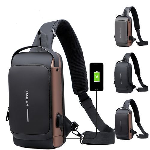 Men's Chest Bag Anti-theft Password Lock Bag Fashion Shoulder-Slung Chest Bag Usb Charging Chest Cross Bag Leisure Travel Shoulder Bag Casual Sports Shoulder Bag