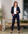 Boss Lady Double Button Classic Blue Formal Coat Pant and Shirt Set For Women. 