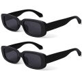 Retro Rectangle Black Sunglasses For Men. 