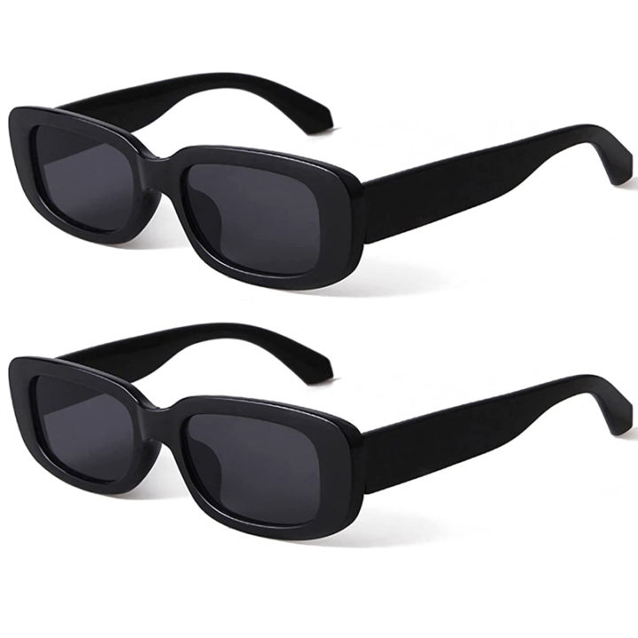 Retro Rectangle Black Sunglasses For Men