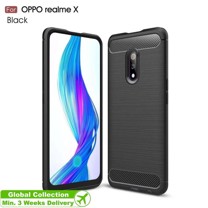 Brushed Texture Carbon Fiber TPU Case for OPPO Realme X(Black)