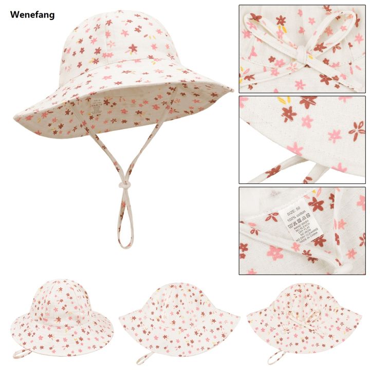 Wenefang Newborn Boys Girls Bucket Hat Summer Kids Toddler Panama Cap 0 to 【2025 Version】 48 Months Soft Cotton Baby Sun Hat flower printing Cute Bunny