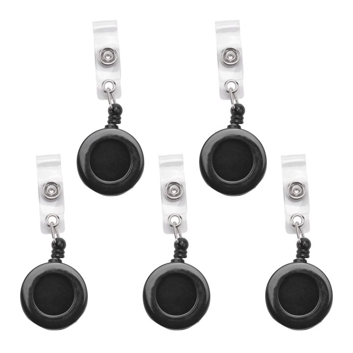 Sojhoop 5 Pcs Badge Holder Retractable Reel YOYO Clip Snap Button ID Card Key Black
