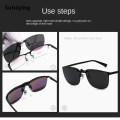 Sutuiying Square Clip on Sunglasses Women Polarized Black Lens UV400 Night High Quality Vision Driving Men Goggles Clips Anti Glare Vintage Glasses. 