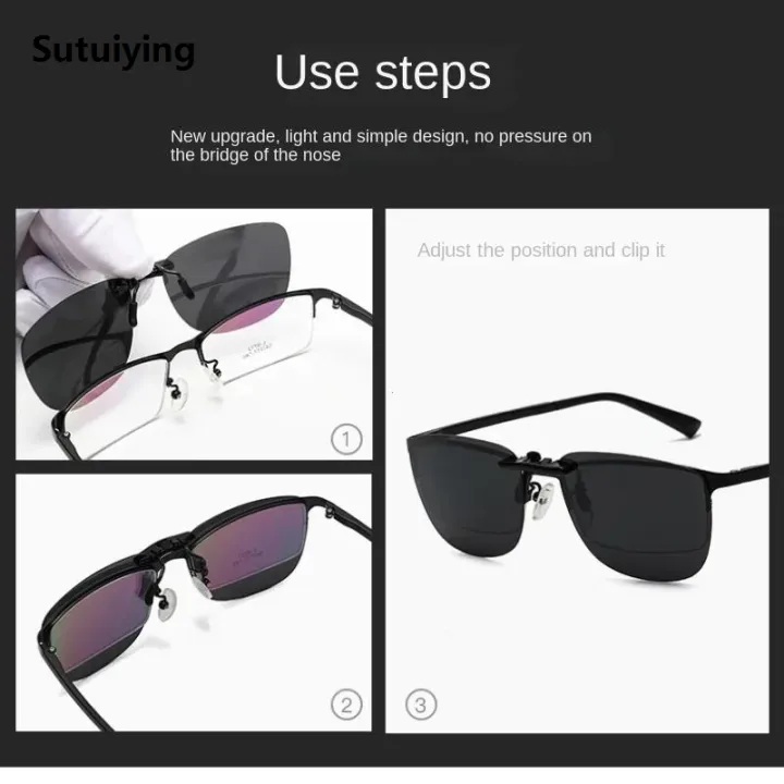 Sutuiying%20Square%20Clip%20on%20Sunglasses%20Women%20Polarized%20Black%20Lens%20UV400%20Night%20High%20Quality%20Vision%20Driving%20Men%20Goggles%20Clips%20Anti%20Glare%20Vintage%20Glasses%20-%20Image%203