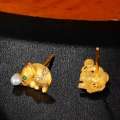 Vieam Gold Filled Live Streaming Same Style Little Elephant Full Circle Blessing Character Bowknot Rose Vine Stud Earrings. 