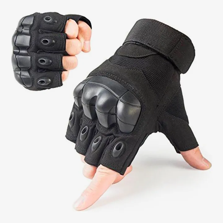Military Tactical Gloves Hard Knuckle Half Finger Gloves For Outdoor Cycling