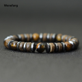 Wenefang New Vintage Men Bracelet Stone Natural Wooden Braclet Homme Hematite Tiger Eyes Braslet Coconut Bead Brazalete Pulsera Hombre. 