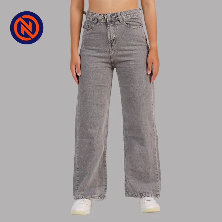Nepster%20Light%20Grey%20Belt%20High%20Rise%20Non%20Stretch%20Straight%20Jeans%20For%20Women%20-%20Image%202