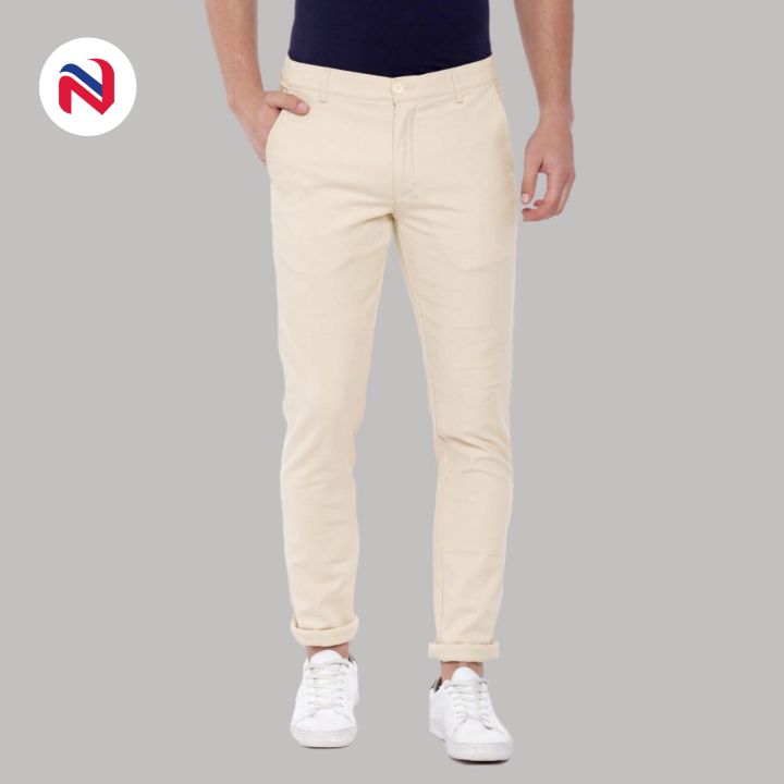 Nyptra Cream Stretchable Premium Cotton Chinos For Men - Fashion | Chinos | Pants For Men | Men's Wear |