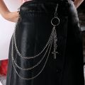Men Creative Retro Five-pointed Star Harajuku Style Double Layer Multi-layer Jeans Chain Hollow Female Belt Chain Metal Waist Chain Punk Pants Chain. 