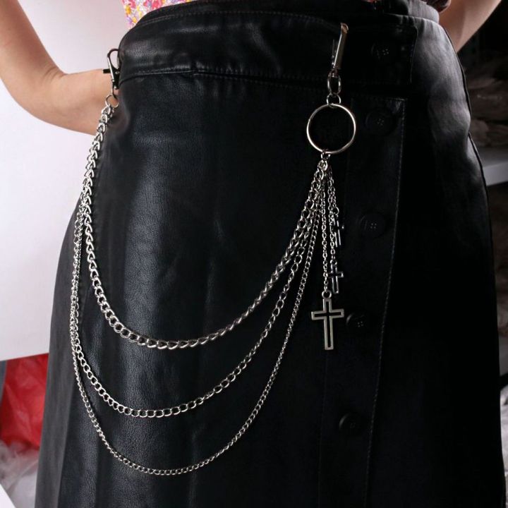 Men Creative Retro Five-pointed Star Harajuku Style Double Layer Multi-layer Jeans Chain Hollow Female Belt Chain Metal Waist Chain Punk Pants Chain