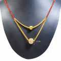 Gold Plated Panchadhatu Black Potey Mangalsutra With White Stone Locket For Women. 