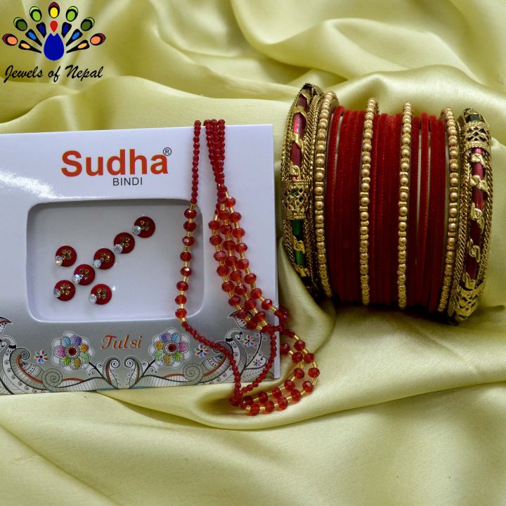 Jewels%20of%20Nepal%20Bridal%20/%20Teej%20Special%20Bala%20/%20Chura%20/%20Churi%20/%20Red%20Velvet%20Bangles%20Set%20for%20Women%20-%20Image%202