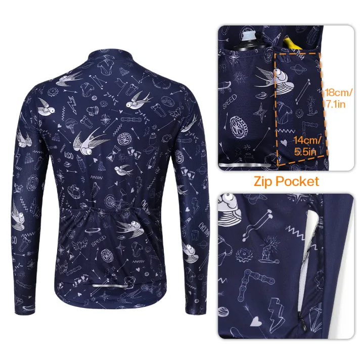 HOT%20ARSUXEO%20Men's%20Cycling%20Jersey%20Long%20Sleeve%20Bicycle%20Slim%20Fit%20MTB%20Cyling%20Shirt%20Mountain%20Bike%20Zipper%20Pocket%20Reflective%20Bicycle%20Shirt%20-%20Image%202