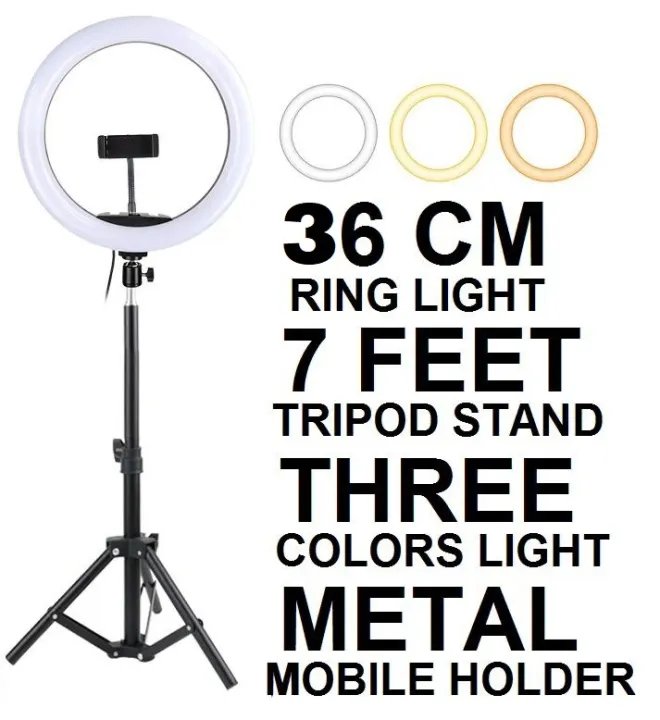 Fifty%20percent%20discount%20Photography%20Tiktok%20Premium%20Video%20Selfie/cm%2026%20with%20Tripod%207ft,%2036cm/45cm%20Ring%20Light%20Tiktok%20Phone%20Stand%20Most%20Metal%20Tripod%20Light-Kit%20-%20Image%202