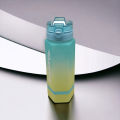 Hexagonal Gradient Plastic Water Bottle With Straw, Portable Carrying Rope And Perfect Lock With Free 2D Stickers 760ml. 