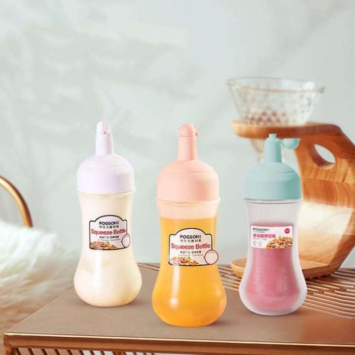 Plastic Squeeze Bottles with Tip Cap for Sauce Ketchup