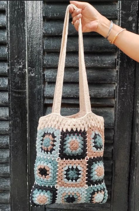 Crochet Bag Handbag Woven Cotton Tote Bag