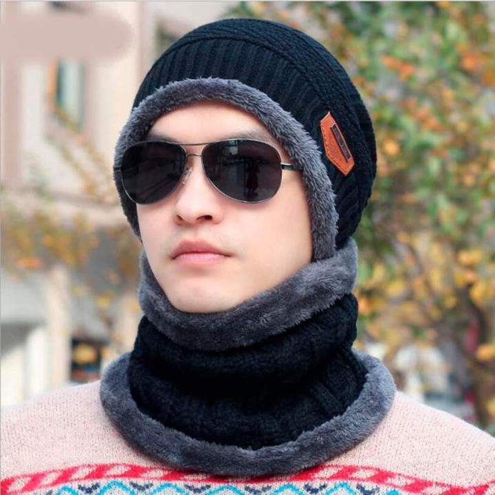 Winter%20Beanie%20Hat%20Scarf%20Set%20Warm%20Knit%20Hat%20Thick%20Fleece%20Lined%20Skull%20Cap%20for%20Men/Women%20%7C%20Solid%20Winter%20Cap%20With%20Neck%20Gaiter%20-%20Image%205