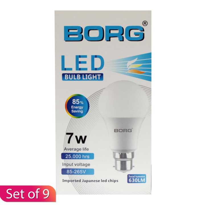 Light Borg Borg Led Bulb Light 7W - Day Light (E27) Set Of 9 | Daraz.com.np
