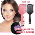 Sutuiying 2pcs/set hair brush Hollow Multi Teeth Comb Diamond Fluffy High Portable Head Top Tool Dry Dual Massage Scalp Hairdressing tools. 